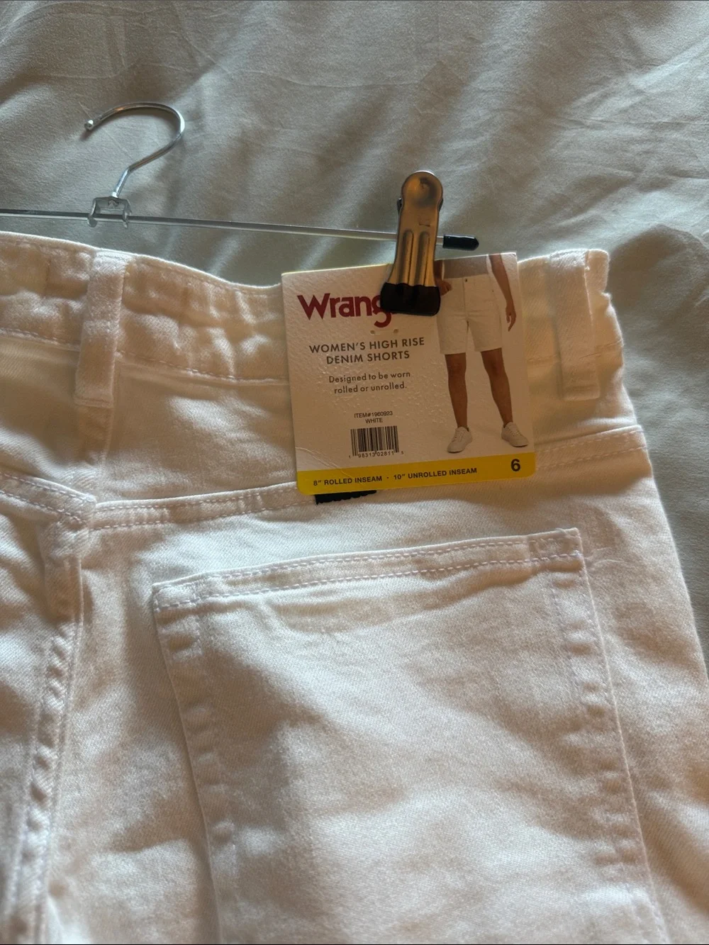 Wrangler White Denim Shorts with Back Pockets